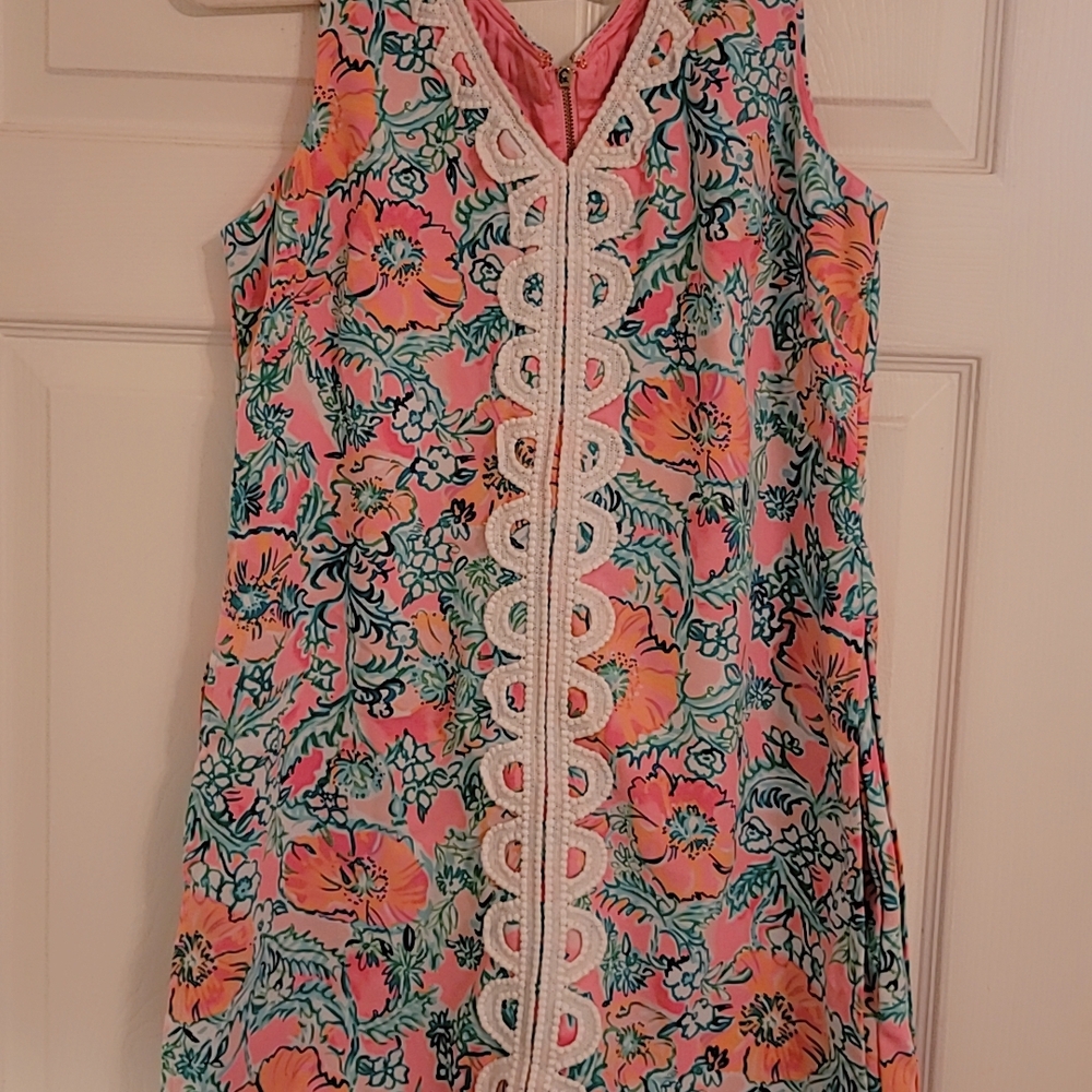 Floral Sleeveless Dress with Lace Trim - Picture 2 of 3